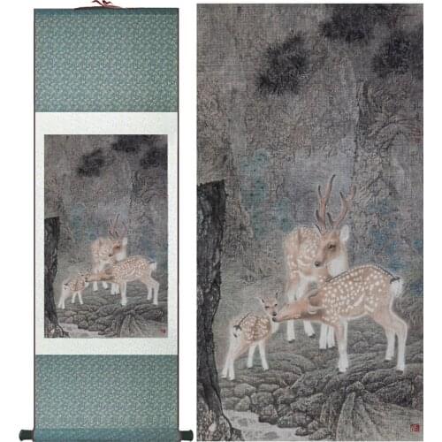 Top quality sika deer painting traditional Chinese Art Painting Home Office Decoration Chinese painting deer painging