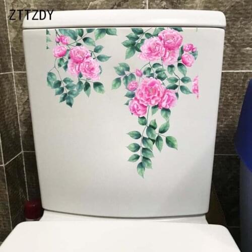 ZTTZDY 23*23CM Chinese Style Watercolor Rose Flower Living Room Wall Sticker Toilet Decor T2-0345