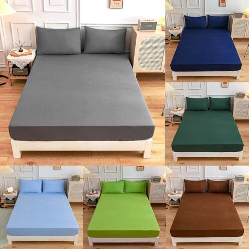 1Pcs Polyester Solid Color Fitted Bed Mattress Cover Super Soft Sheet Mattress Hot Sale(Pillowcases Need Order) 1.2/1.5/1.8m