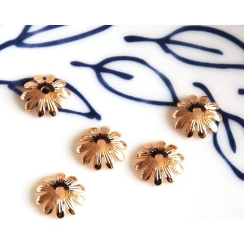 Wholesale 10 pcs/lot golden gold plated beads caps jewelry making craft findings DIY for women