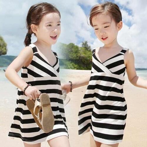 2021 Summer Girls Dresses Children Clothes Baby Girls Flower Dress Kids Striped Dress Baby Girls Dress Girls Outwear M26