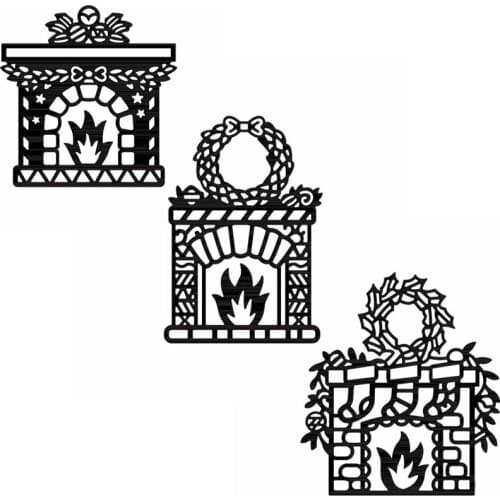 3 Adorable Fireplace Decorative Embossing Papercard Crafts Die 2021 Fireplace In Christmas Metal Cutting Dies New 2021