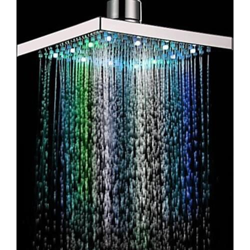 7 colors automatic change LED rain shower head 8 inch ABS chrome no need electric power bathroom bath shower head 1/2" connect