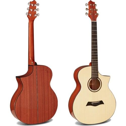 40 inch vintage acoustic electric guitar 6 string cutway design folk gutiar 21 frets flower inlay fretboard acoustic guitarra