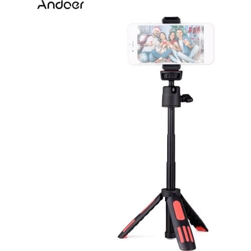 Andoer M12 Portable Mini Tripod 3 Sections Extendable with Rotatable Ball Head Phone Clip 1/4 Inch Screw for Camera Smartphone
