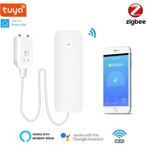 Tuya Zigbee Water Leak Sensor Wireless Flooding Detector Water Leakage Detection Alert Water Level Overflow Alarm Sensor