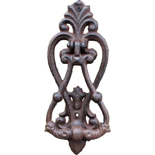 Antique Door Ring Pull Handle Old Style Cast Iron Pull Handle for Furniture Cabinet Cupboard Dresser Door Gate, 24.5x9.9cm