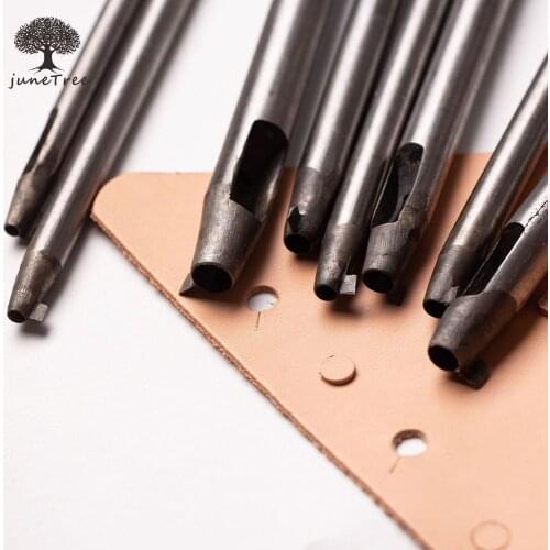Junetree shapes Hole Punch Cutter Belt Watch Band Gasket Hollow Leather Tool 6 sizes choose Flat Hole Punch Maker Cutter Chisel