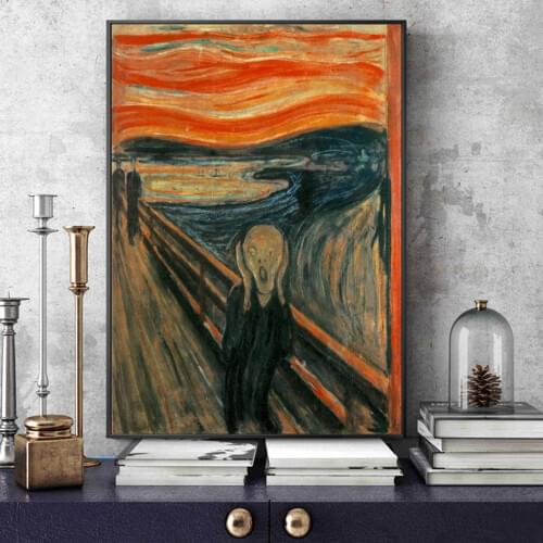 Edvard Munch The Scream Famous Paintings Canvas Art Wall Cuadros Canvas Painting Wall Art for Living Room Home Decor (No Frame)