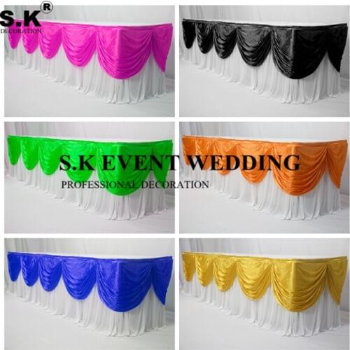 Hot Sale Ice Silk Table Skirt Table Cloth Skirting With Color Swag Drape For Wedding Event Banquet Decoration