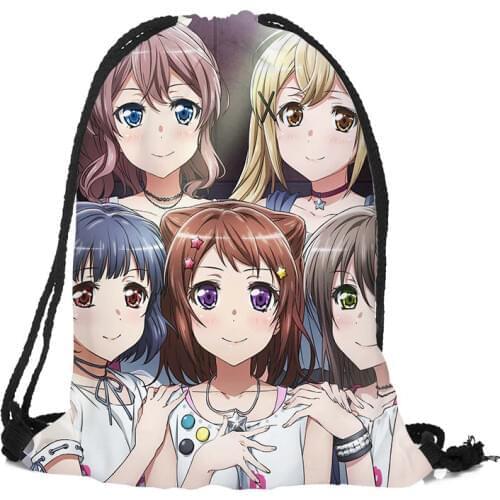 Custom BanG Dream! Backpack Drawstring Bag Travel Beach School Bag Multi-function Backpack Printing