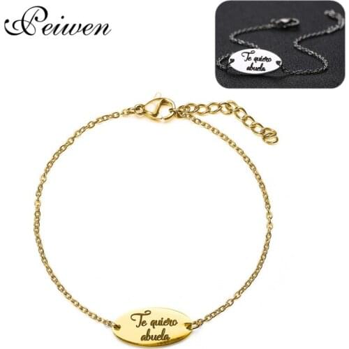 Spanish Te quiero abuela Pendant Bracelet For Women Grademother Stainless Steel Rose Gold Silver Color Bracelets Jewelry Gifts