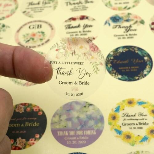 96Pcs 3cm Personalized Transparent Wedding Sticker Your Names and Date Wedding Engagement Anniversary Round Party Favors Labels