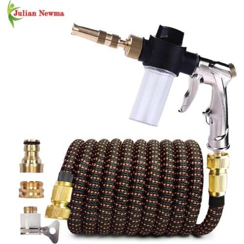 Hot Garden Hose With Metal Water Gun Telescopic Expandable Magic Flexible Watering Hoses High Pressure Car Wash Spray Gun Tools