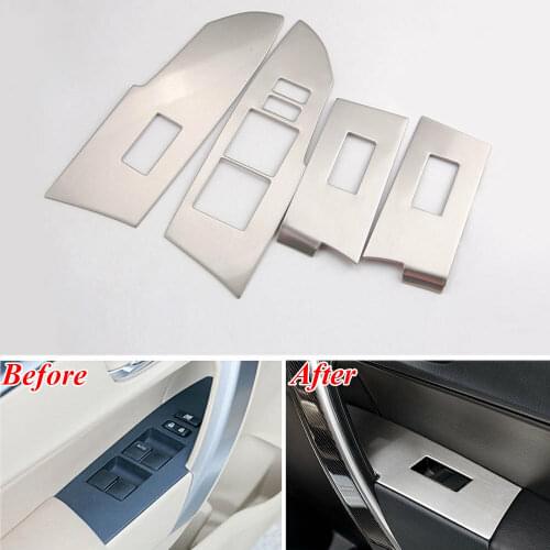 Mate Steel Car Interior Door Window Lift Switch Control Cover Trim for Toytoa Corolla 2014