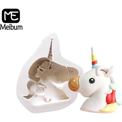 Meibum New Cartoon Unicorn Horse Shape Cake Decorating Silicone Fondant Pastry Mold Gum Paste Sugar Craft Mould Baking Tools