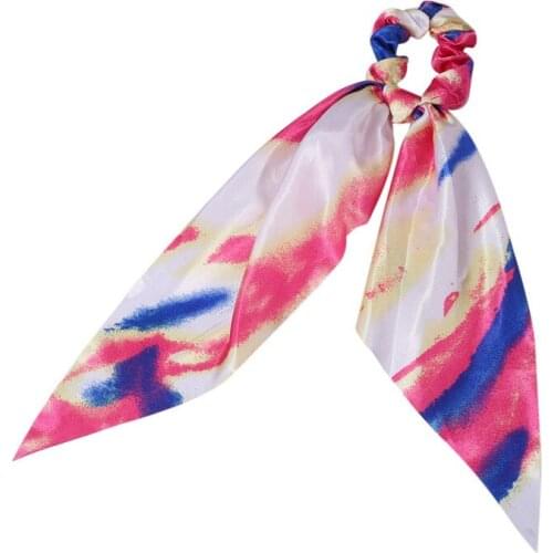 Fashion Bow Hair Scrunchies Long Ribbon Hair Ties Chiffon Floral Hair Scarf Elastic Hair Bands Ponytail Holder Hair Accessories