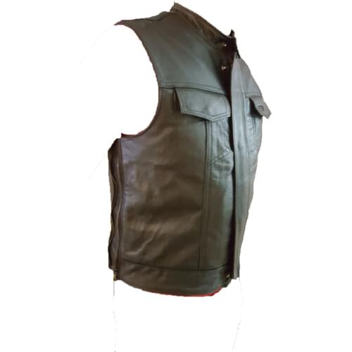 CREAZIONIINPELLE Mens Genuine Leather Jacket Made In Italy moto vest zip