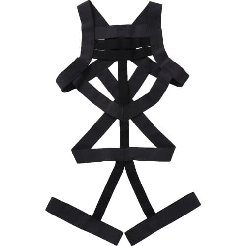 Men Exotic Tanks Belts Body Shoulder Chest Harness Belt Elastic Straps Criss Cross Back Hollow Out One-piece Jockstrap Bodysuit