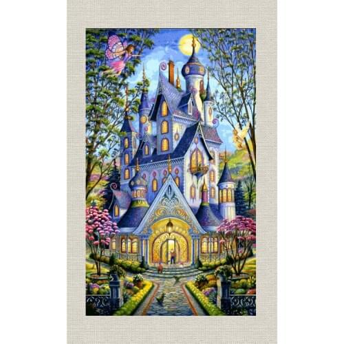 Top Quality 14CT Unprinted Cross Stitch Kits Needlework Embroidery Arts Scenery Spring Castle romantic building Large Edition