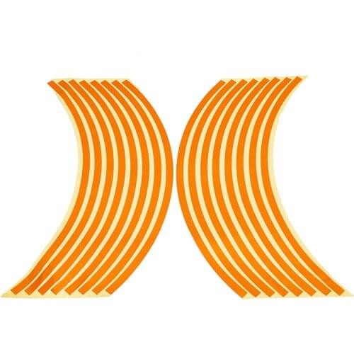 Free Shipping 16Pieces/Set Universal DIY 17"-19" Reflective Wheel Rim Stripe Tape Stickers Orange Decal Fit Car Motorcycle Bike