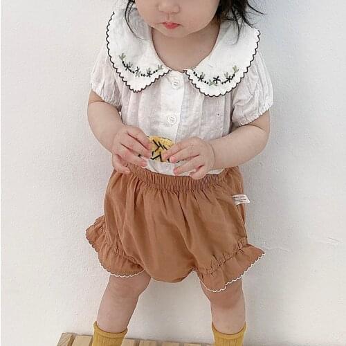 Clothes Child Girls Sets Short Sleeve Embroider Baby T Shirt Shorts Sets 2Pcs Outfits Newborn Baby Girl 2021 Summer Clothes Set