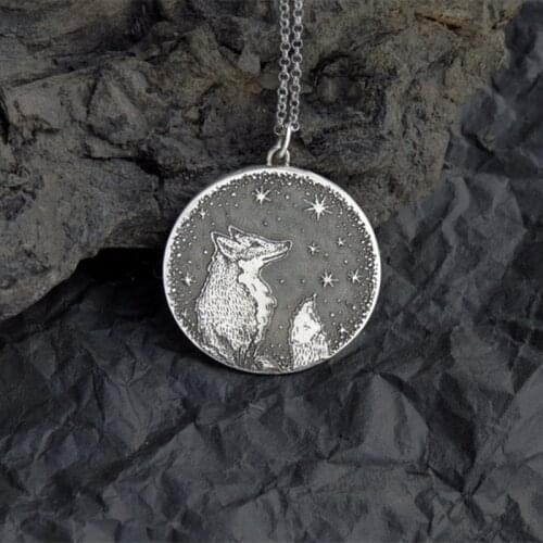 Fox Necklace Silver Color Star Gazing Starry Sky Pendant Necklaces Fashion Women Jewelry Party Statement Necklace Gifts