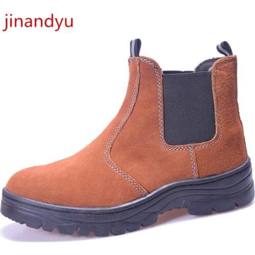 Cow Suede Work Safety Boots Men Anti-Puncture Work Shoes Anti Puncture High Top Indestructible Steel Toe Shoes Men Safty Boots