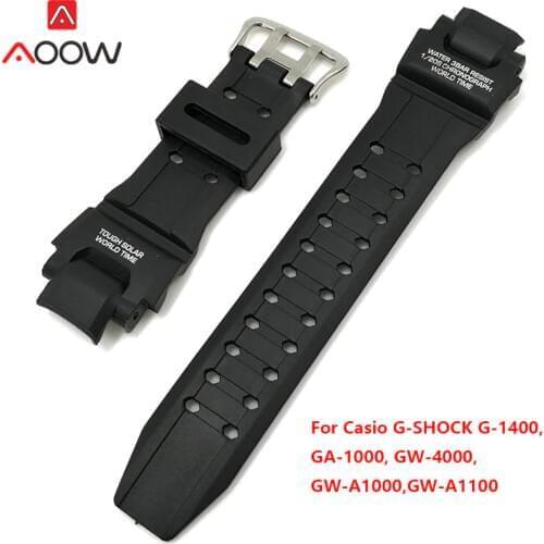Silicone Strap for Casio G-Shock GA-1000 /1100 GW-4000 /A1100 G-1400 Sport Waterproof PU Replacement Band Watch Accessories
