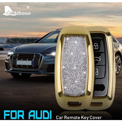 Zinc Alloy Special Diamond for Audi A6 C8 A6L A8 A7 Q8 Accessories Car Remote Key Case Cover with Keychain Key Protector Shell