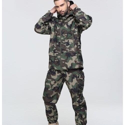 Sports Hunting Camping Thermal Tactical Anti-wear Hiking Suits Men Outdoor Sets Waterproof Breathable Softshell Jackets+Pants