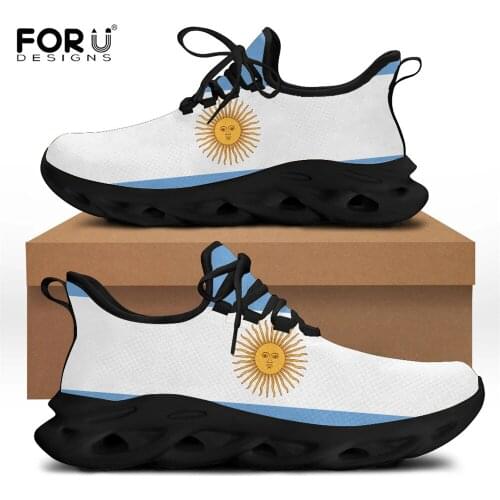 FORUDESIGNS Women Flats Shoes 3D Argentine Flag Printing Women Spring/Auntum Casual Lightweight Sneakers Ladies Lace Up Footwear