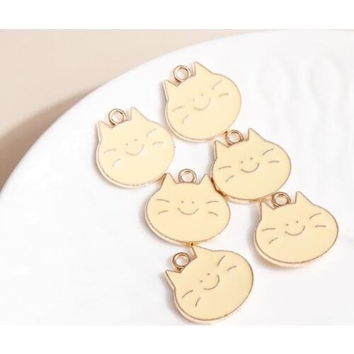 10pcs 20*20mm Cartoon Cat Charms for Jewelry Making Handmade Enamel Animal Charms DIY Pendants Earrings Necklaces Accessories