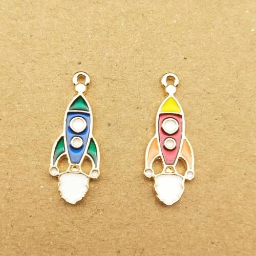 10pcs 7x20mm enamel rocket charm for jewelry making earring pendant bracelet necklace charms diy design charms