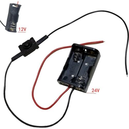 12V/24V 23A Plastic Battery storage box case With Switch Wire Lead Metal Spring DIY Battery Holder