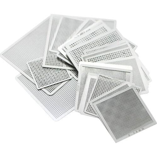 29Pcs Directly Heat BGA Reball Reballing Net Universal Stencils Template Set Kit Silver Steel Welding Fluxes with stand