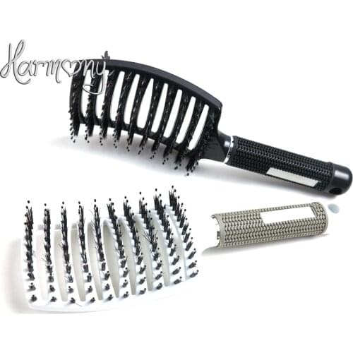 3 PIECES!! Harmony stock New Anti-static Heat Curved Vent Barber Salon Hair Styling Tool Rows Tine Comb Bristle Brushes