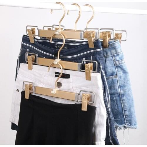 3pcs Trouser Hangers Aluminium Alloy Trouser Clips Wardrobe Storage Clothes Skirt Pants Drying Rack Adjustable Metal Hanger
