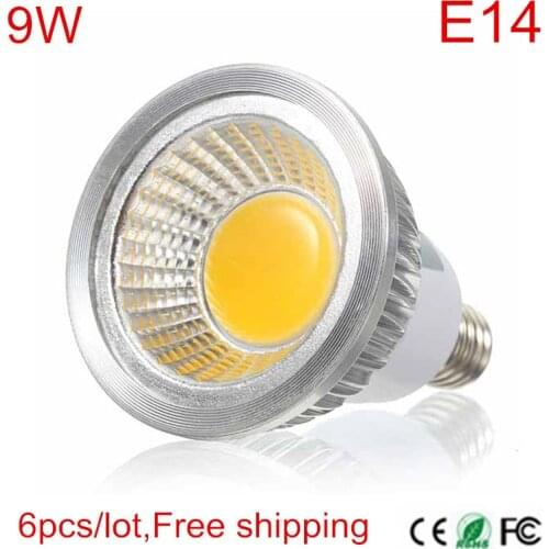 6Pcs Super Power E14 COB Chips LED lamp AC85-265V 110V-240V E14 LED Bulb light 9W High Luminous Spotlight indoor lighting