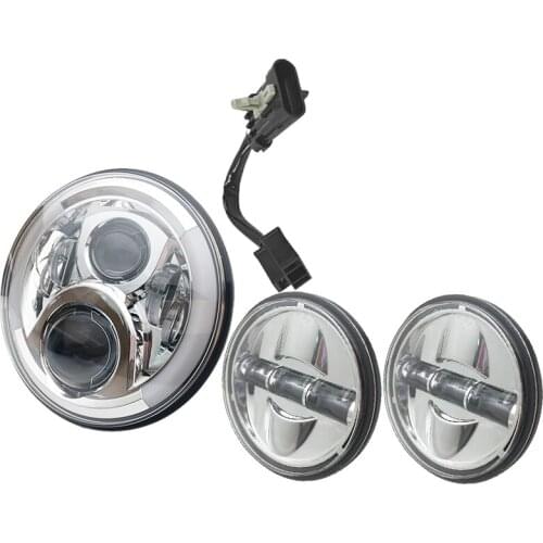 7inch LED Headlight white DRL, 4.5inch Halo Fog Lights , Adapter Ring for H-arley Touring Electra Glide Road King Street Glide