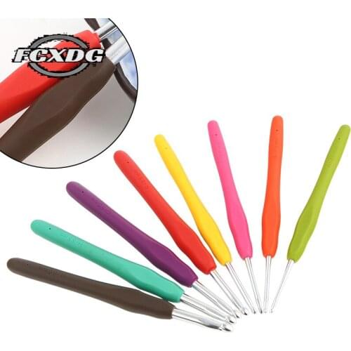 9pcs/set 2.5-6mm Handmade DIY Sewing Tool Non-slip Rubber Handle Crochet Profession Weaving Tools Stainless Steel Needle Crochet