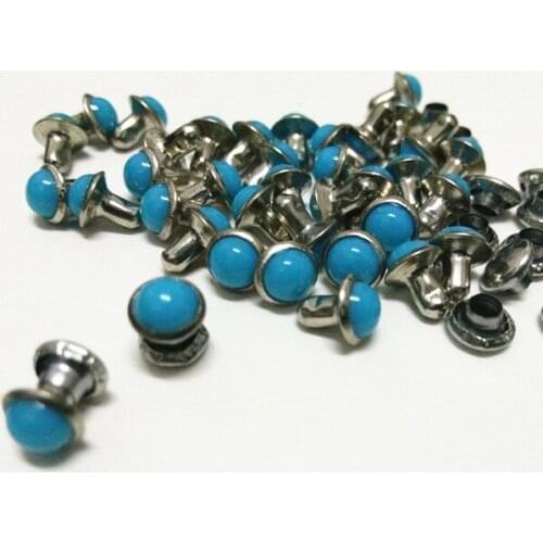 DIY100PCS 6mm Accessories Blue Turquoise Crack Rivets Leather Craft Punk Studs Shipping Free