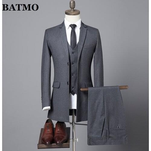 BATMO 2021 new arrival spring high quality striped suits men,wedding dress ,plus-size 209