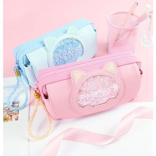 Cute Cat Large Capacity Pencil Bag Pens Pouch Storage Case Kids Birthday Gift School Stationery