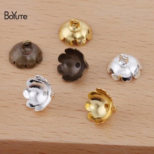 BoYuTe (100 Pieces/Lot) 8MM Metal Brass Flower End Clasps Bead Caps Diy Jewelry Accessories Handmade Materials