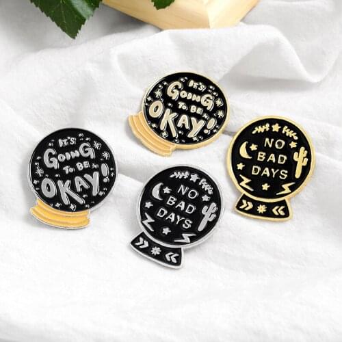 Going to be okay Round brooch pin badge enamel backpack lapel pin brooch Cartoon text creative hat jewelry gift for friends gift