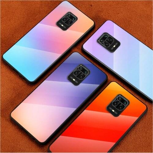 Tempered Glass Cover Gradient Color For Xiaomi Redmi Note 10 10S 9T 9S 9 8T 8 7 Pro Max Shockproof Capa Phone Case
