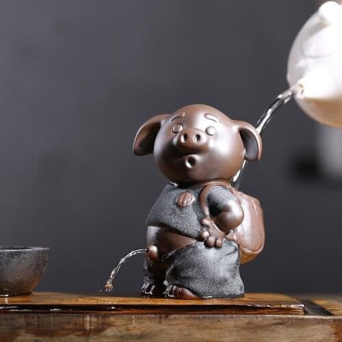 Black Gold Purple Clay Peeing Water Spray Tea Pet Ornaments Creative Cute Animal Figurine Handicrafts Tea Ceremony Accessories