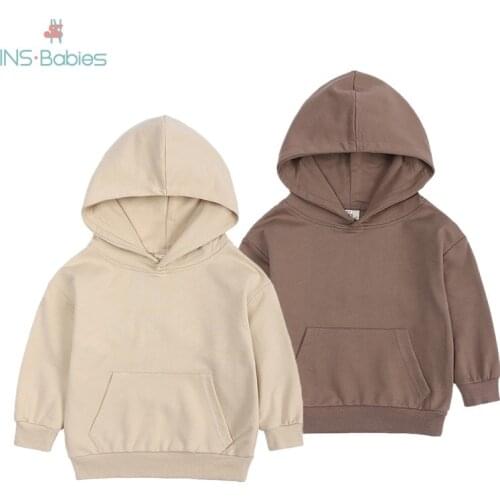 Children Clothes For Boy 2021 Autumn Sport Kids Tracksuit Hoodie Long Sleeve Cotton Sweatshirt Clothing Solid Color Girls Infant