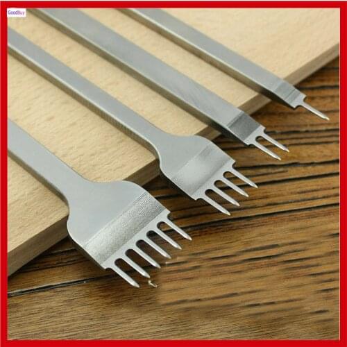 New 4pcs/set Ultra Hard HSS 1 2 4 6 Prong 5mm Pitch Leather Hole Punch Leather Lacing Stitching Hole Punch Chisel